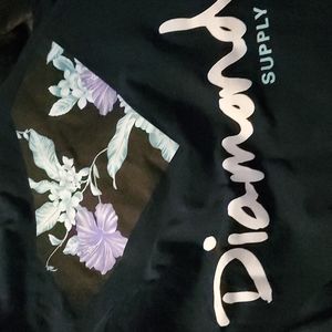 Diamond Supply Co. Black Tee with Lavender Floral Print